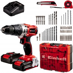 EINHELL TE-CD 18/2 li-i kit 2.0 ah + 64-delige accesoireset - accu klopboor-/schroefmachine - 2 accu's - pow 4514221