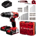 EINHELL TE-CD 18/2 li-i kit 2.0 ah + 64-delige accesoireset - accu klopboor-/schroefmachine - 2 accu's - pow 4514221