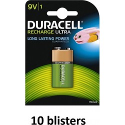 DURACELL RCR Ultra NiMH batt 9V 170mAh - 10 stuks BD6LSDHR61-BL1