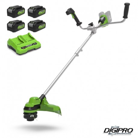 GREENWORKS 48 Volt (2X24 Volt) Accu trimmer met dual-lader en 4 x 4Ah accu GD24X2BCBK44X