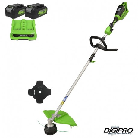 GREENWORKS 48 Volt (2X24 Volt) Accu trimmer met 2 x 24 Volt accu en lader GD24X2TX