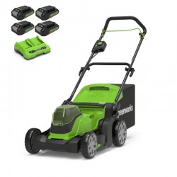 GREENWORKS 48 Volt (2X24 Volt) Accu grasmaaier met dual lader en 4 x 2Ah accu G24X2LM41K22X