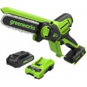 GREENWORKS 24 Volt mini accu Kettingzaag met 2Ah accu en lader G24MCS10K2
