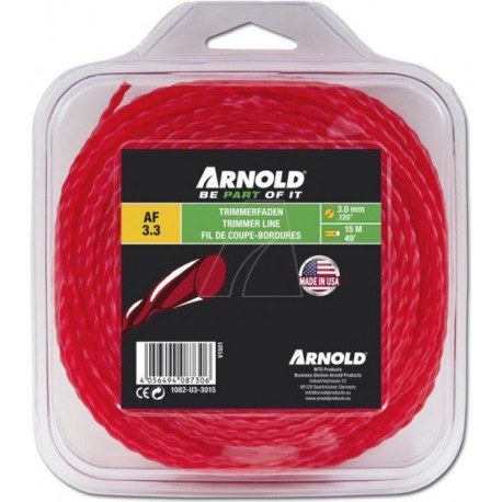 ARNOLD Trimmerdraad, Rond, Gedraaid, Rood, 3,0 mm, 15 m 1082-U3-3015
