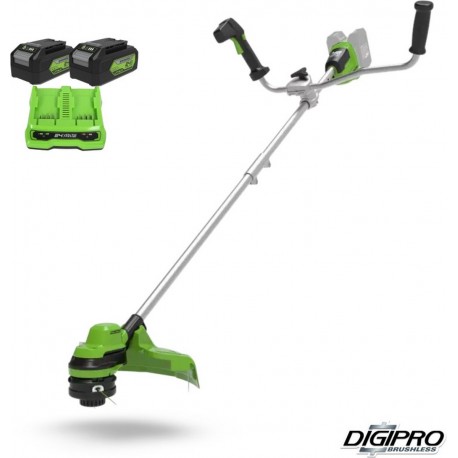 GREENWORKS 48 Volt (2X24 Volt) Accu trimmer incusief 2 accu's en lader GD24X2BCBK4X
