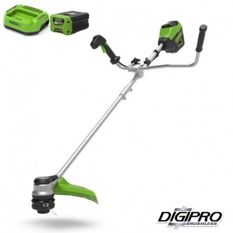 GREENWORKS 60 Volt accu trimmer en bosmaaier met 2Ah accu en lader GD60BCBK2
