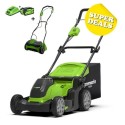GREENWORKS 40 Volt Accu Maaier + Verticuteermachine G40LM41K2-V