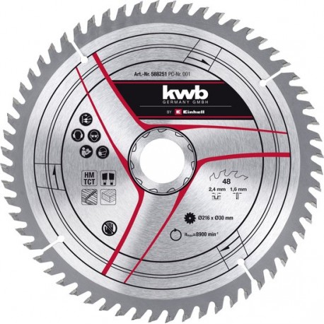 EINHELL HM TCT Zaagblad - 1 stuk - ø216x30x2,4 mm / 60 t - geschikt voor te-sm 216 dual 49588261