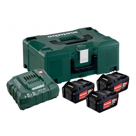 METABO Basis-set: accu-packs + lader in metaloc 3 x Li-Power accu-pack 18 V/5,2 Ah 685062000