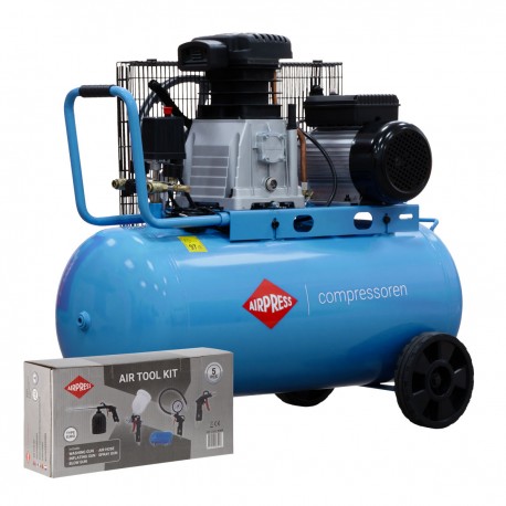 AIRPRESS Compressor met accessoires - Airpress HL 340-90 + accessoireset 5-delig 36844-E-45893