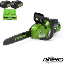 GREENWORKS 48 Volt (2X24) Volt accu kettingzaag met lader en 2 x 4Ah accu GD24X2CS36K4X