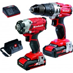 EINHELL Accu Power Tool Kit 18v/2.0 ah (Accu Klopboormachine + Accu Slagschroefmachine), Power x-change 4257214