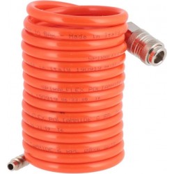 AIRPRESS Spiraalslang Nylon  Binnen Ø 6 - Buiten Ø 8 mm  Type Orion snelkoppeling en insteeknippel  3 meter  12 bar 45890-SL