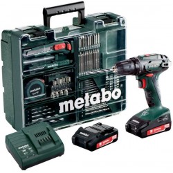 METABO Accu boorschroefmachine 18 Volt 2 x 2.0 Ah Li-Power, SC 60 Plus en 10 mm boorhouder BS 18 Mobile Wor 602207880