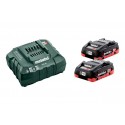 METABO Basis-set: accu-packs + lader basisset 18 v: 2 x lihd 4.0 ah, lader asc 55 685174000